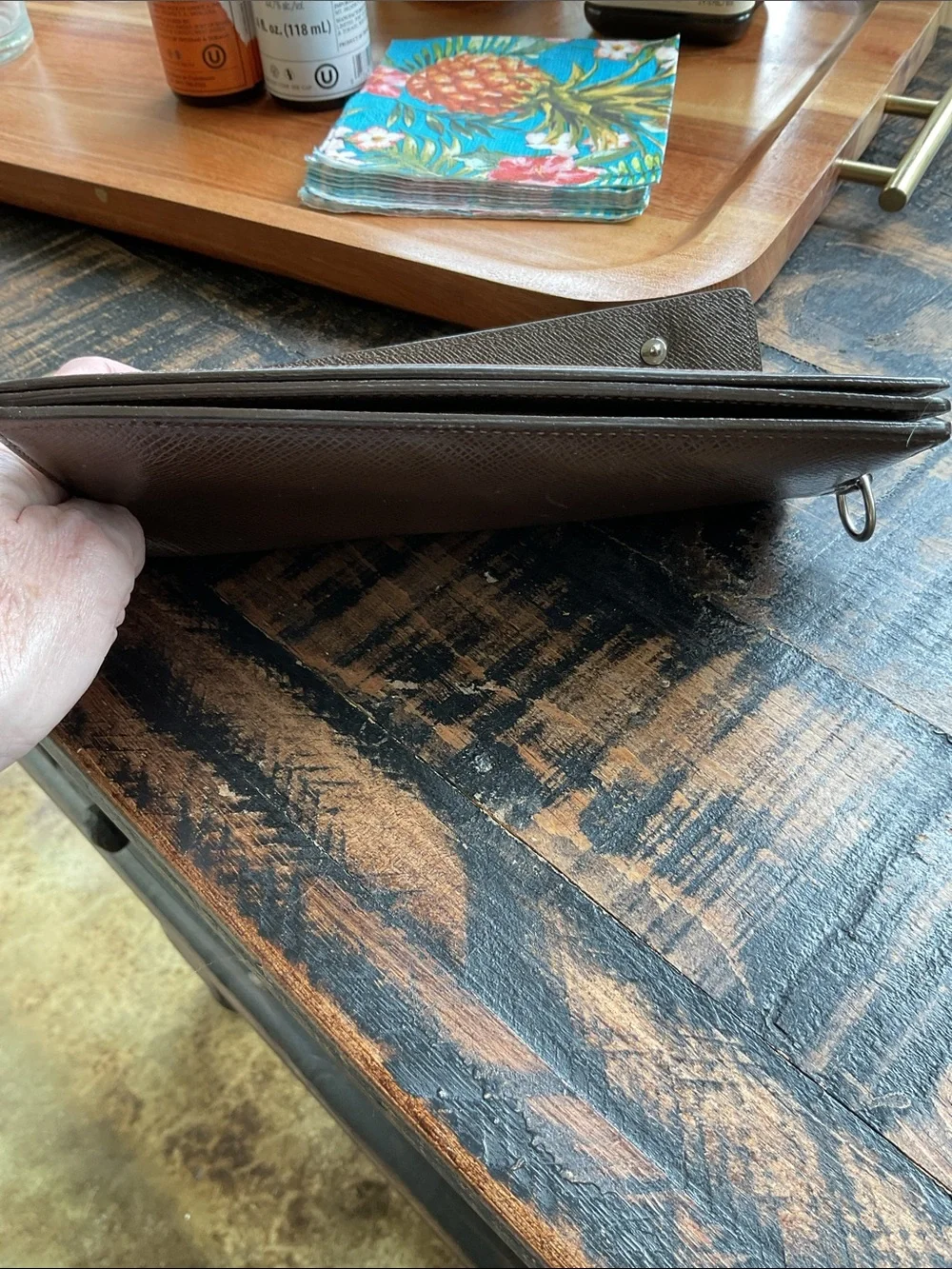 Louis Vuitton brown Taiga leather accordion wallet